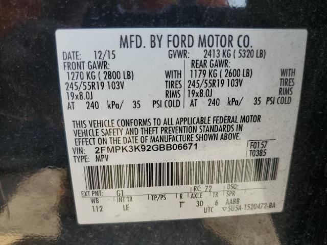 2FMPK3K92GBB06671 2016 FORD EDGE, photo no. 14