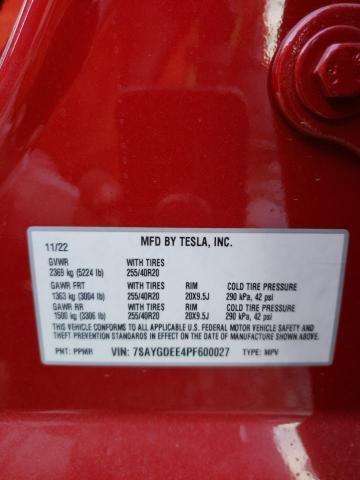 7SAYGDEE4PF600027 Tesla Model Y