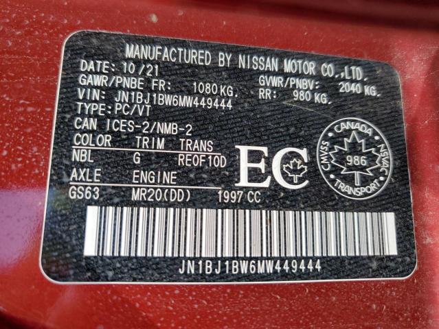 2021 NISSAN QASHQAI JN1BJ1BW6MW449444