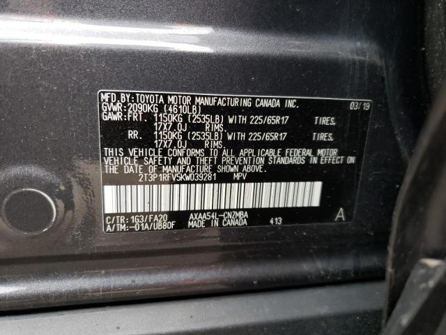 2019 TOYOTA RAV4 XLE - 2T3P1RFV5KW039281