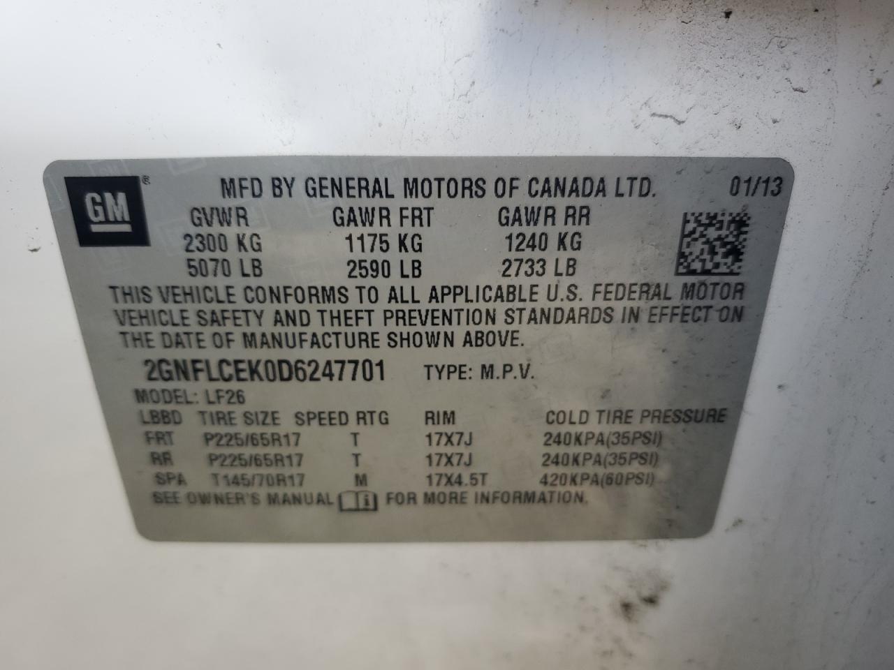 2GNFLCEK0D6247701 2013 Chevrolet Equinox Ls 2GNFLCEK0D6247701 2013 Chevrolet Equinox Ls