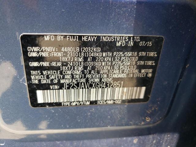 JF2SJAVCXGH432851 Subaru Forester 2.5i Touring