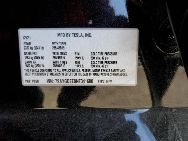 7SAYGDEE9NF341600 Tesla Model Y