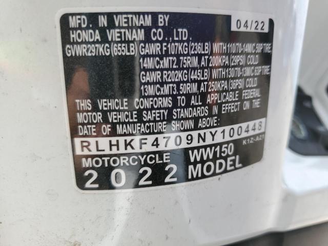 2022 HONDA WW150 RLHKF4709NY100448