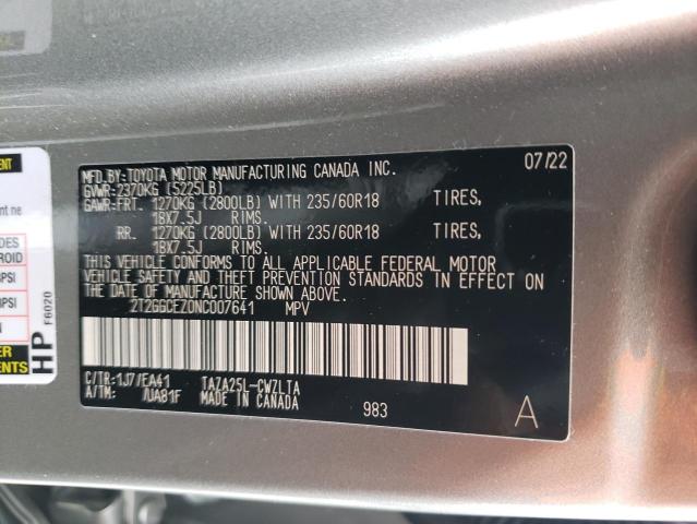 2022 LEXUS NX 350 2T2GGCEZ0NC007641