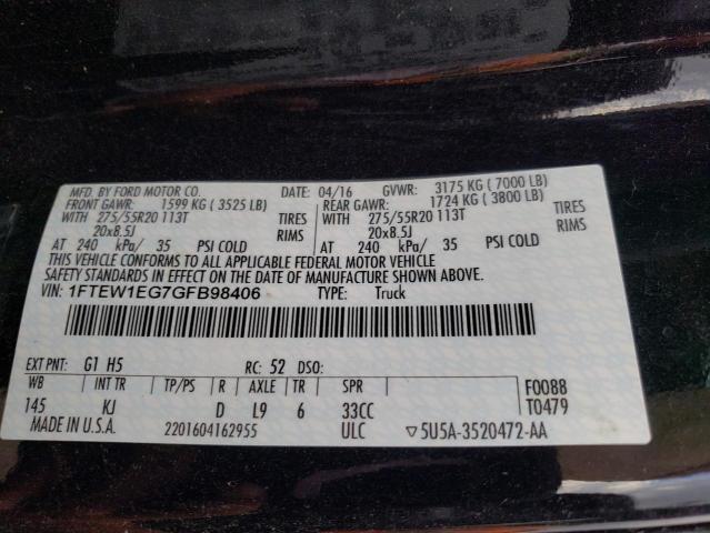 1FTEW1EG7GFB98406 Ford F150 Supercrew