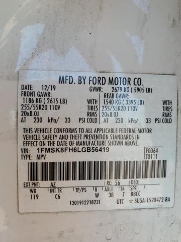 1FMSK8FH6LGB56419 Ford Explorer Limited
