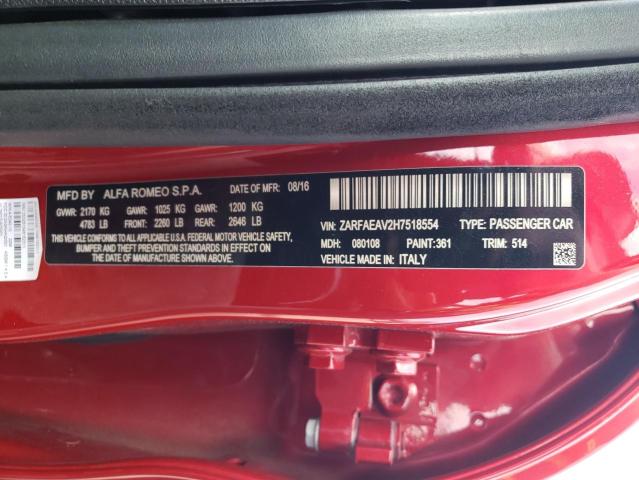 2017 ALFA ROMEO GIULIA QUA ZARFAEAV2H7518554