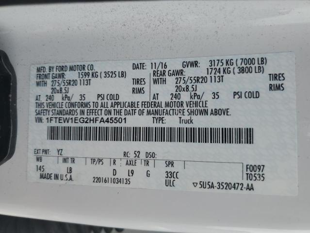 1FTEW1EG2HFA45501 Ford F150 Supercrew