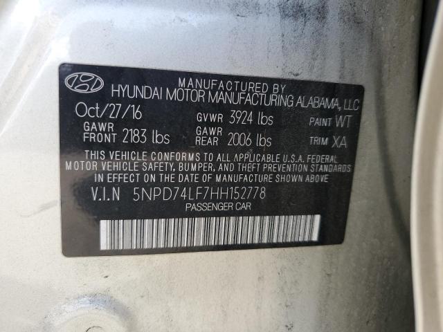 5NPD74LF7HH152778 Hyundai ELANTRA SE