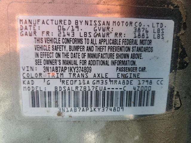 3N1AB7AP1KY374809 Nissan SENTRA S