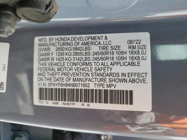 2022 HONDA PILOT TRAI - 5FNYF6H84NB071662