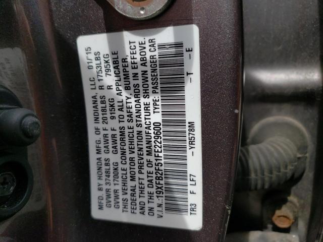 19XFB2F51FE229600 Honda Civic Lx
