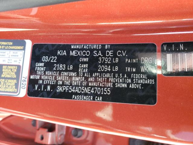 3KPF54AD5NE470155 KIA Forte Gt Line