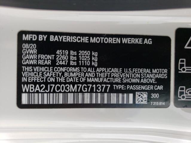 VIN WBA2J7C03M7G71377 2021 BMW 2 Series, M240XI no.12