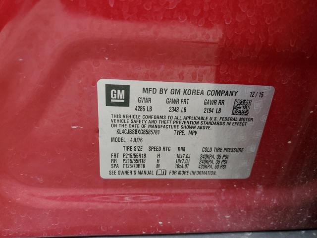 2016 BUICK ENCORE CON - KL4CJBSBXGB585781