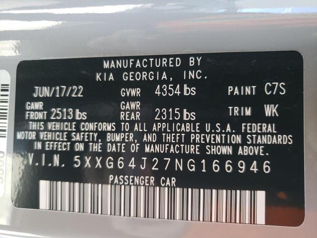 5XXG64J27NG166946 KIA K5 GT LINE