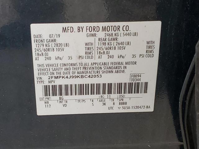 2FMPK4J99KBC42053 | 2019 FORD EDGE SEL