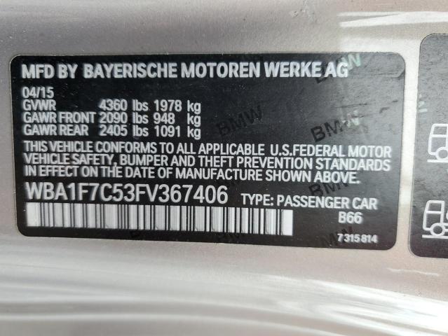 2015 BMW 228 XI WBA1F7C53FV367406
