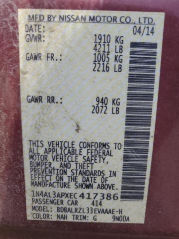 1N4AL3APXEC417386 Nissan ALTIMA 2.5