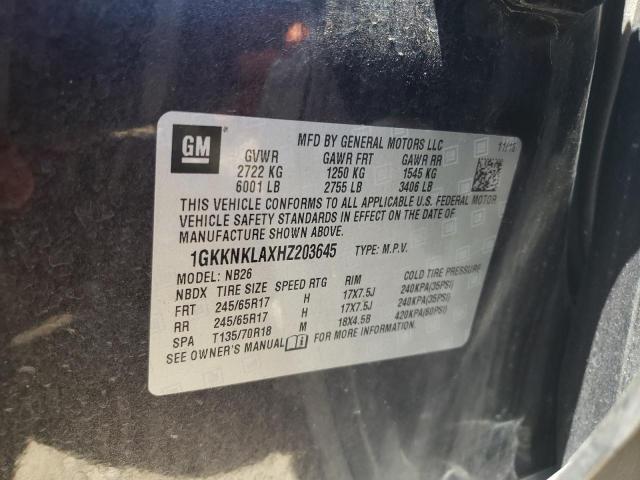 1GKKNKLAXHZ203645 GMC ACADIA SLE
