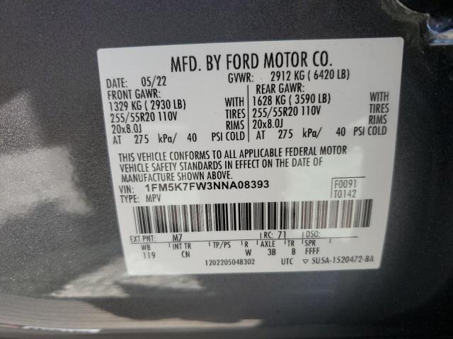 1FM5K7FW3NNA08393 Ford Explorer Limited