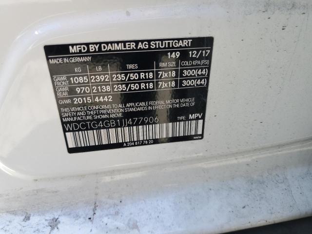 WDCTG4GB1JJ477906 Mercedes-Benz Gla 250 4matic
