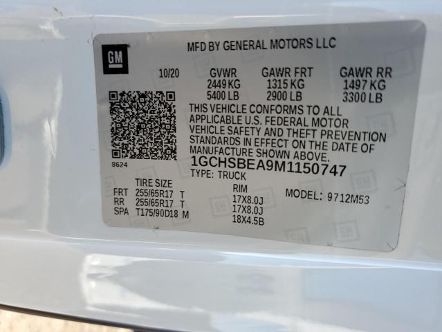 1GCHSBEA9M1150747 | 2021 CHEVROLET COLORADO