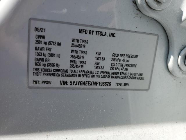 5YJYGAEEXMF196626 Tesla Model Y