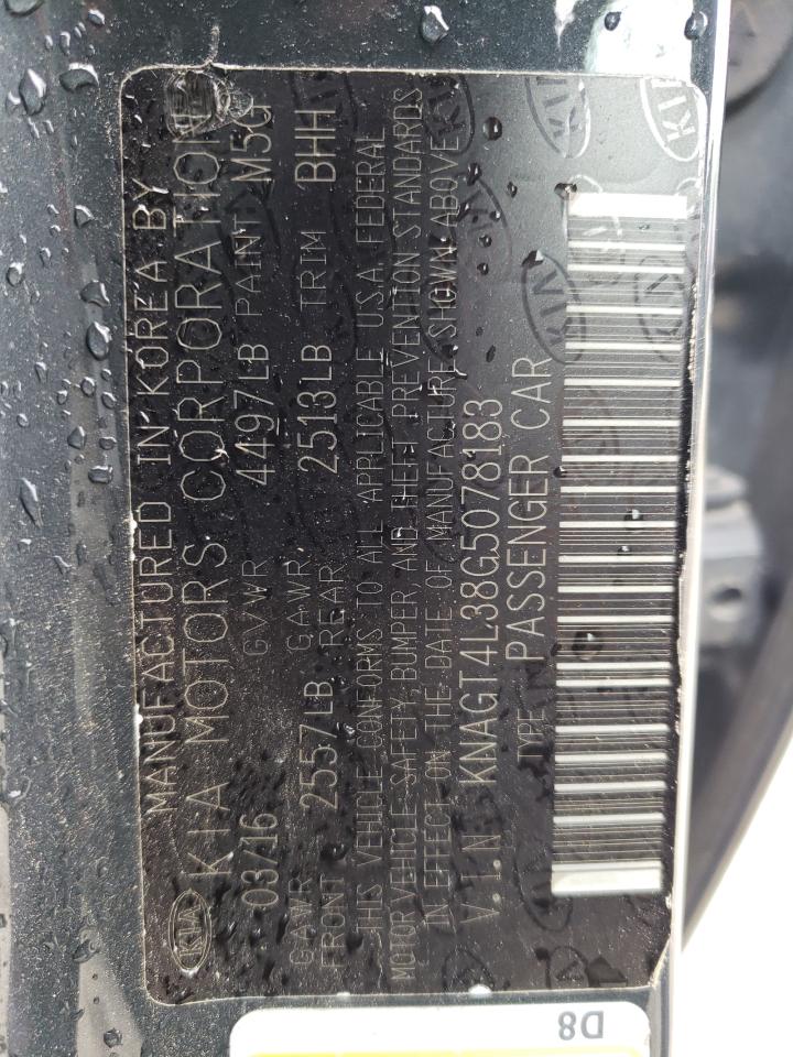 KNAGT4L38G5078183 2016 Kia Optima Lx