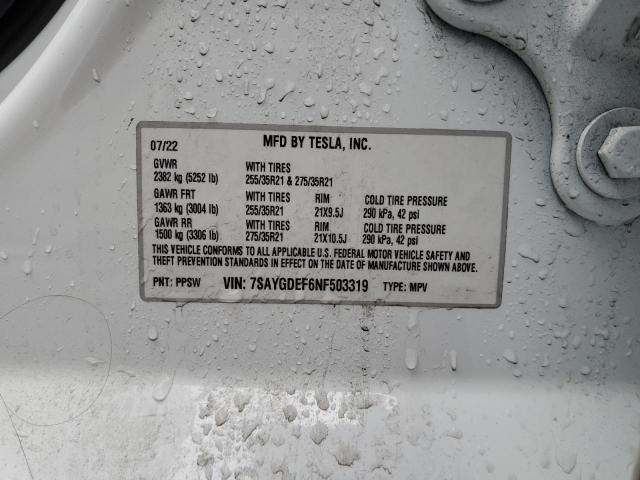 7SAYGDEF6NF503319 Tesla Model Y