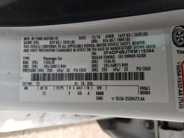 3FADP4BJ7KM118384 Ford FIESTA SE