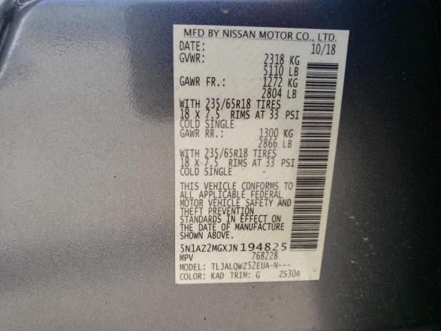 5N1AZ2MGXJN194825 Nissan MURANO S
