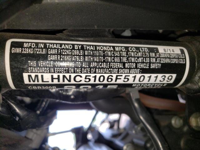 2015 HONDA CBR300 R MLHNC5106F5101139