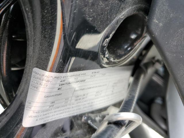 2022 KTM 890 DUKE R - VBKTU9403NM829840