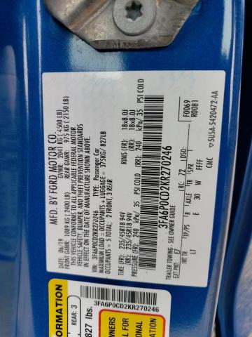 3FA6P0CD2KR270246 Ford FUSION SEL