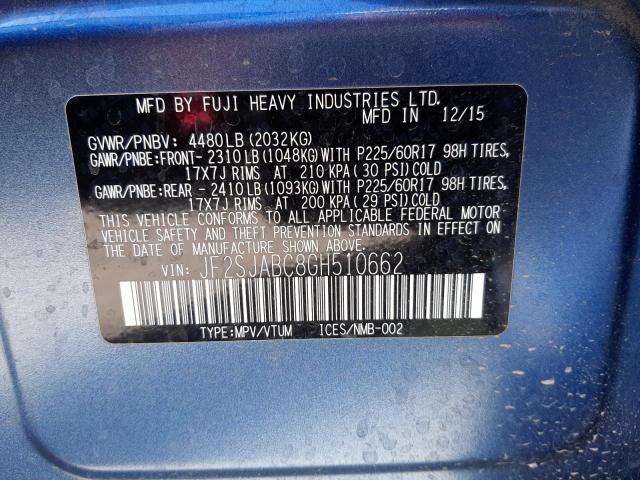 JF2SJABC8GH510662 Subaru Forester 2.5i