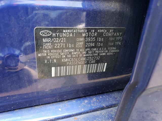 2021 HYUNDAI IONIQ BLUE - KMHC65LC4MU252732