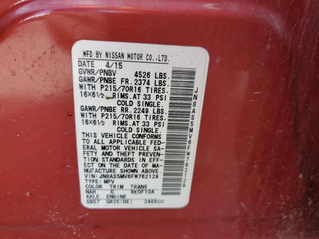 JN8AS5MV6FW762129 Nissan Rogue Select S