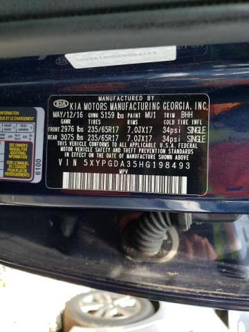 5XYPGDA35HG198493 KIA SORENTO LX