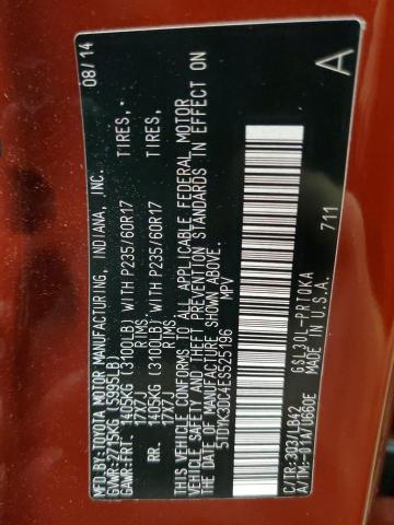 5TDYK3DC4ES525196 Toyota SIENNA XLE