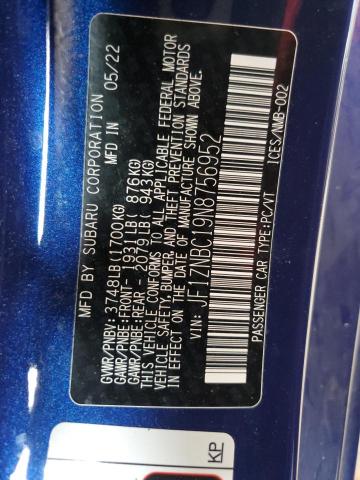 2022 TOYOTA GR 86 JF1ZNBC19N8756952