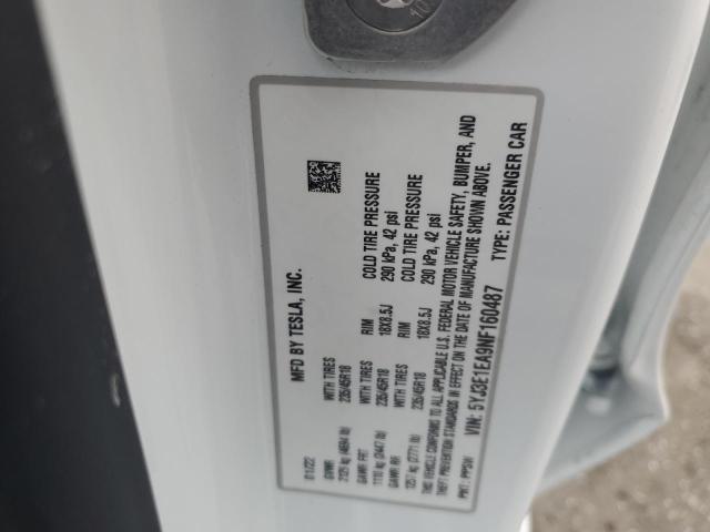 5YJ3E1EA9NF160487 Tesla MODEL 3