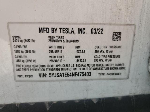 5YJSA1E54NF475403 Tesla MODEL S