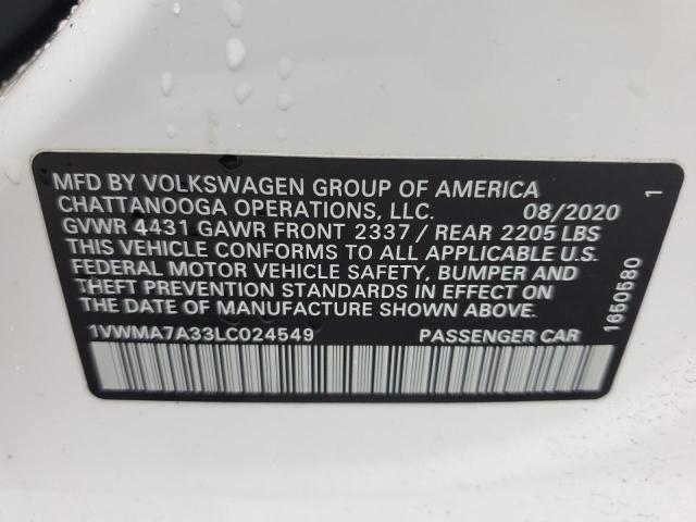 2020 VOLKSWAGEN PASSAT 2.0 1VWMA7A33LC024549