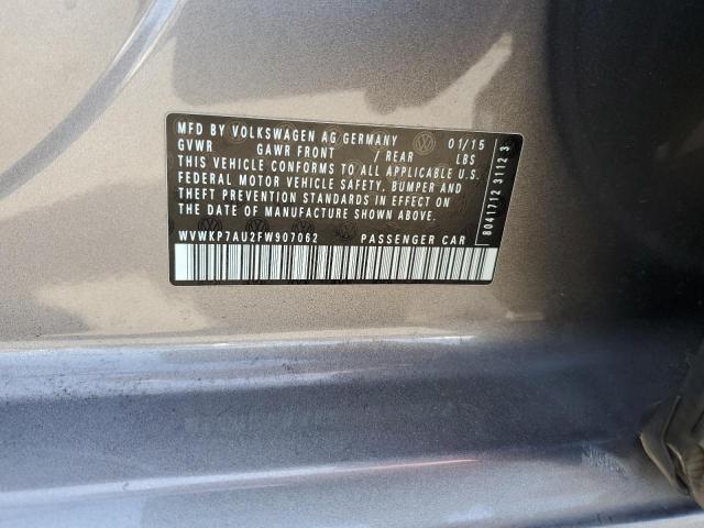 2015 VOLKSWAGEN E-GOLF LIM WVWKP7AU2FW907062