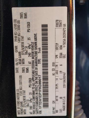 1FTEW1EP1FKD89017 Ford F150 Supercrew