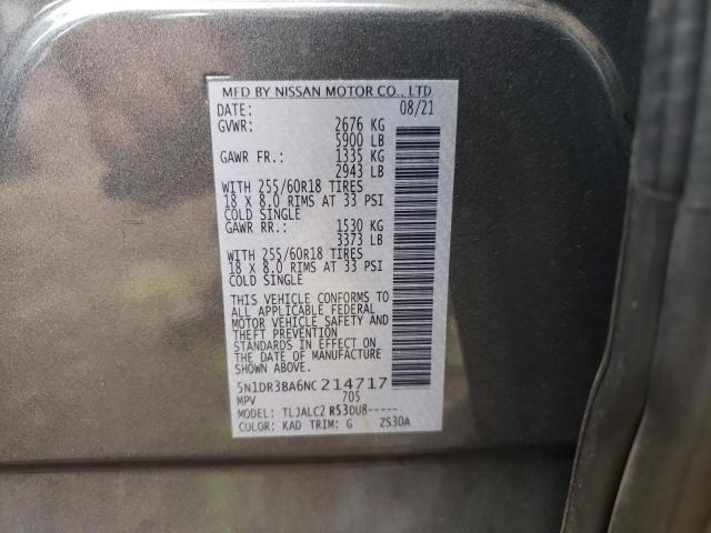 5N1DR3BA6NC214717 Nissan Pathfinder Sv