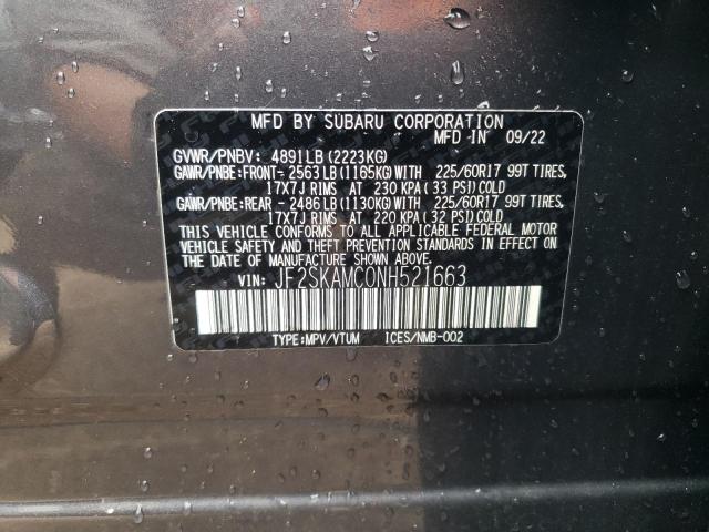 2022 SUBARU FORESTER W - JF2SKAMC0NH521663