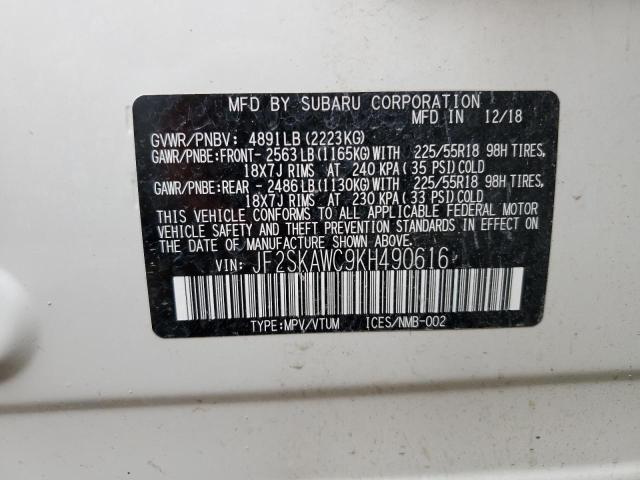 JF2SKAWC9KH490616 Subaru Forester Touring